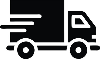 Fast moving shipping delivery truck line art vector icon