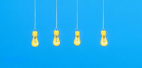 Great ideas concept with paperclipthinkingcreativitylight bulb on blue backgroundnew ideas concept