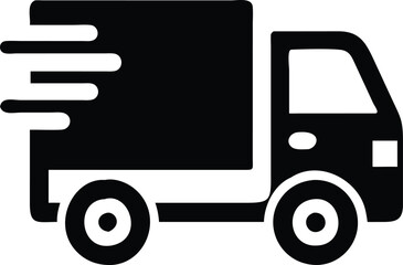 Fast moving shipping delivery truck line art vector icon