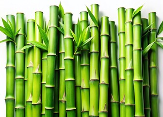 Obraz premium Lush Green Bamboo Shoots Isolated on White Background - Perfect for Fashion Design & Tropical Themes