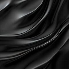 Fototapeta premium Flowing black fabric texture abstract design digital art studio setting close-up elegance and luxury