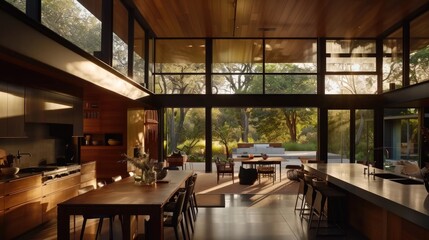 Sunlit Modern Kitchen with Expansive Views