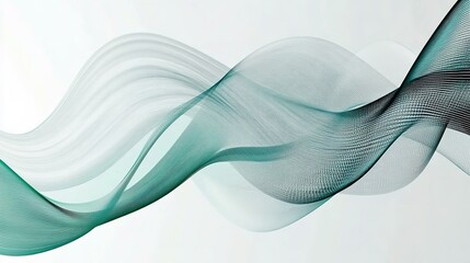 Abstract curved lines wave pattern overlay in dark teal blue-green colors for a modern Technology network abstract background.