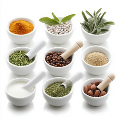 Exploring diverse spices and herbs culinary arts kitchen clean environment top view flavor enhancement