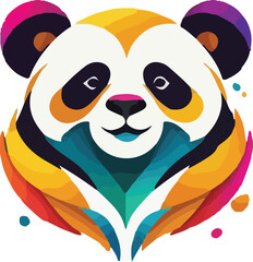Colorful Panda Illustration vector design, Panda logo and icon Design, Panda vector design