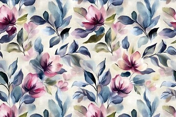 Abstract Floral brush strokes seamless pattern design for fashion textiles graphics backgrounds and crafts linen texture leaves silhouettes Chic rustic interior stylish pattern all over