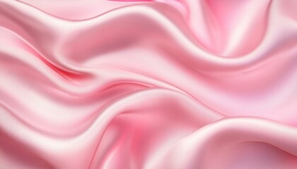 Pink silk background. Wavy pink fabric texture top view. Abstract soft pink backdrop.