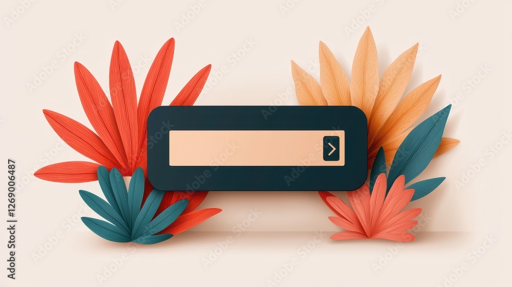 Aufkleber a colorful design featuring vibrant foliage around a blank rectangular label on a soft background.