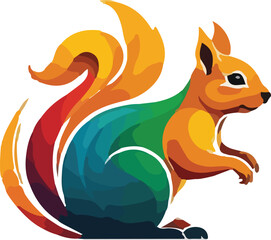 Colorful Squirrel Illustration vector design, Squirrel logo and icon Design, Squirrel vector design