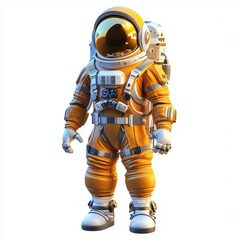 Fototapeta premium Sci-fi astronaut in a space suit with a futuristic helmet isolated on white