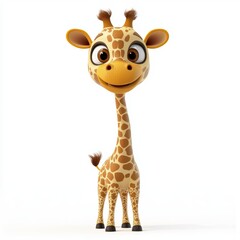 Obraz premium Silly giraffe with a long neck and big eyes, isolated on white