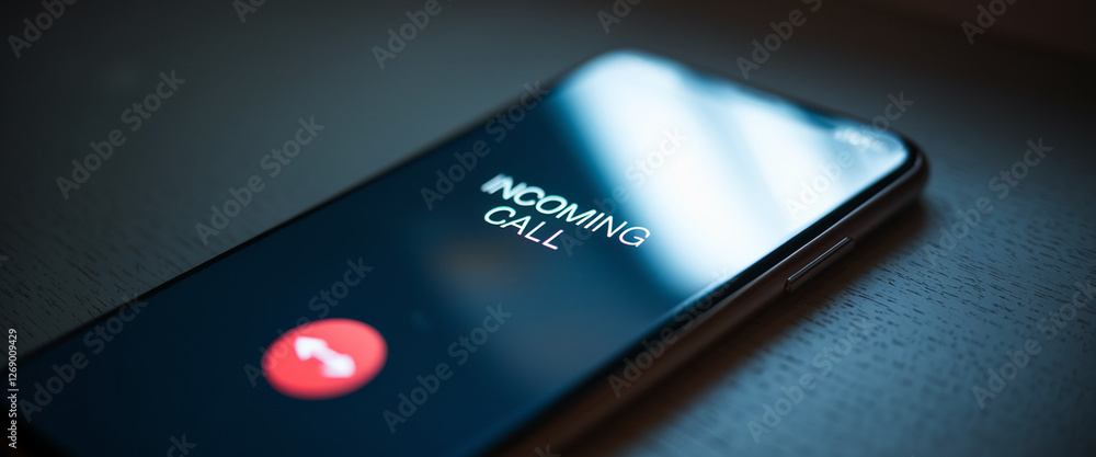 Aufkleber close-up of a smartphone screen showing an incoming call notification with a clear interface and mod