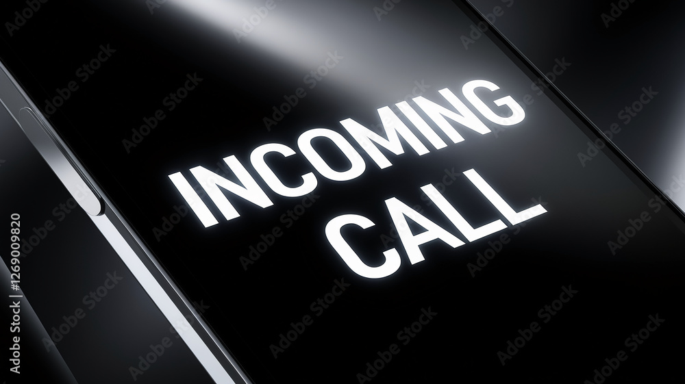 Aufkleber close-up of a smartphone screen displaying an incoming call notification, representing communication