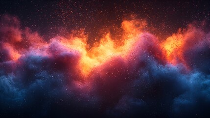 Fototapeta premium Fiery cosmic cloudscape, nebula, space, abstract background, digital art