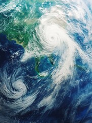 Powerful hurricane swirling over the Gulf of Mexico approaching the southeastern coast of the United States. Generative AI