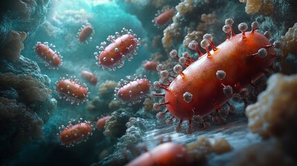 Microscopic View of Bacteria in a Cellular Environment