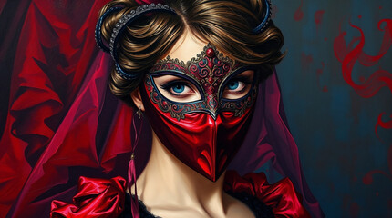 Masked Princesses at a Grand Costume Ball in an Enchanted Palace