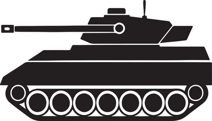 military tank silhouette, black and white silhouette, vector and&nbsp;illustration