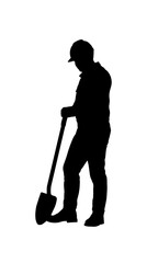 Silhouette of a construction worker with a spade - vector illustration