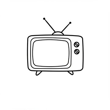 recommend clip art: Retro television outline drawing with antennas on a white background