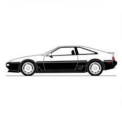 Fototapeta premium Minimalist outline of retro sports car design in black and white