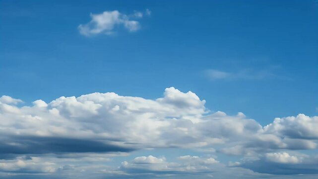 video white cumulus clouds moving gracefully deep blue sky showcasing serene ather patterns atmospheric beauty