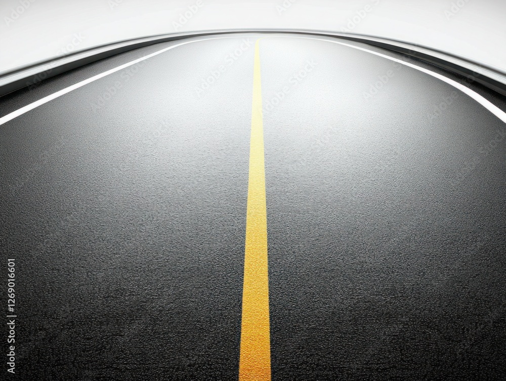 Poster aerial view of a straight open highway with a yellow center line and smooth asphalt surface under a 