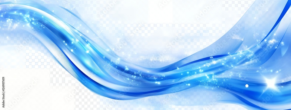 Poster abstract blue wave background design with sparkling glimmer and shimmer effect