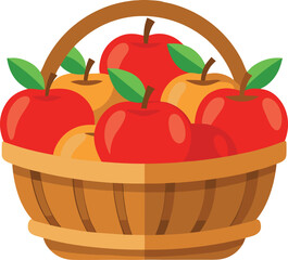 Basket of Fresh Apples Fruit vector, vector and illustration, vector style
