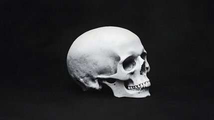 Skull on a Black Background, Mysterious and Bold
