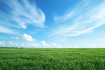 Obraz premium green field and blue sky