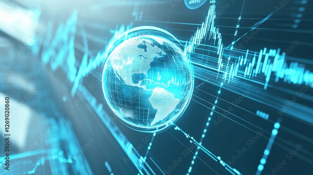 Poster global data visualization monitoring trends and analytics in a digital landscape technology environm