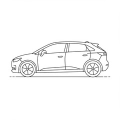 Naklejka premium Sleek electric suv outline side view on white background