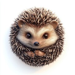 Obraz premium Tiny hedgehog curled into a ball, isolated on white