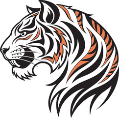 Black Tiger Silhouette Vector  Creative Animal Symbol Design Art & Illustration