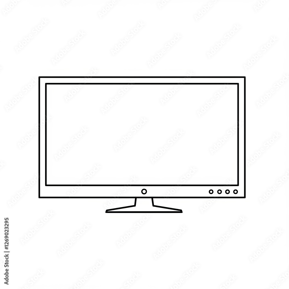 Poster minimalist outline of a computer monitor screen on white background