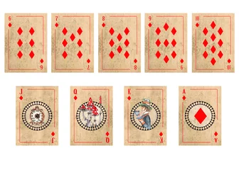 Alice in Wonderland  vintage style original hand drawn  playing cards deck  © onanana