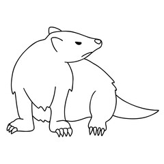 Badger animal in cartoon doodle style. Vector illustration isolated on white background.