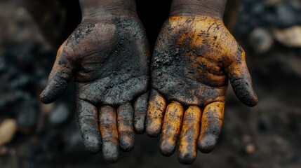 Oil-Soaked Hands A Symbol of Environmental Degradation and Labor Exploitation