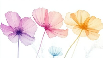 Beautiful seamless floral water color pattern Set, watercolor wild flowers, leaves and grass,Collection botanic garden elements. Vector isolated illustration in rustic or vintage style,copy space.