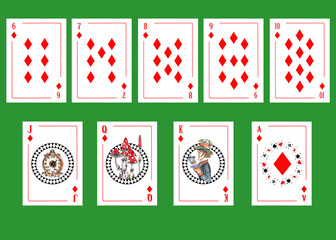 Alice in Wonderland  vintage style original hand drawn  playing cards deck

