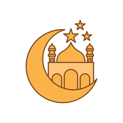 ramadan icon moon and mosque vector logo design flat style