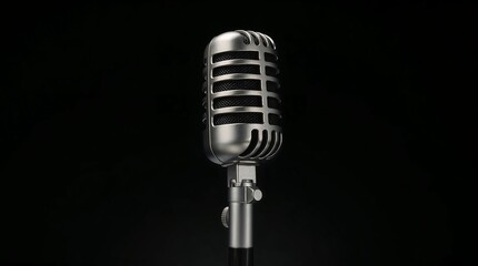 Fototapeta premium Professional Studio Microphone on Dark Solid Background