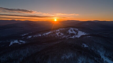 Majestic Sunset over Snowy Mountains