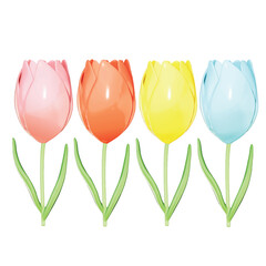 Set of Easter Theme Cute Flowers Deco on White background , 3D Rendering , Vector Illustration