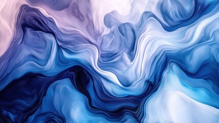 Obraz premium Abstract swirling blue and white paint, fluid motion background design