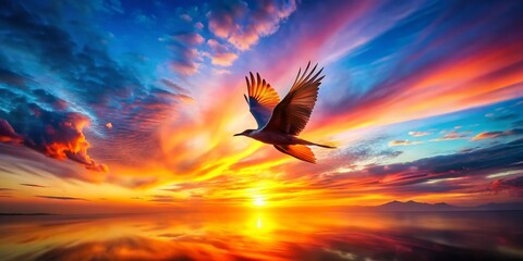 Fototapeta premium Majestic Gliding Soaring Bird in Motion, Long Exposure Photography