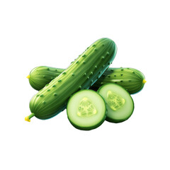 Cucumber-pods-and-slices,-cartoon-style-illustration