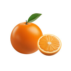 Fruit,-orange-and-inside,-3D-style