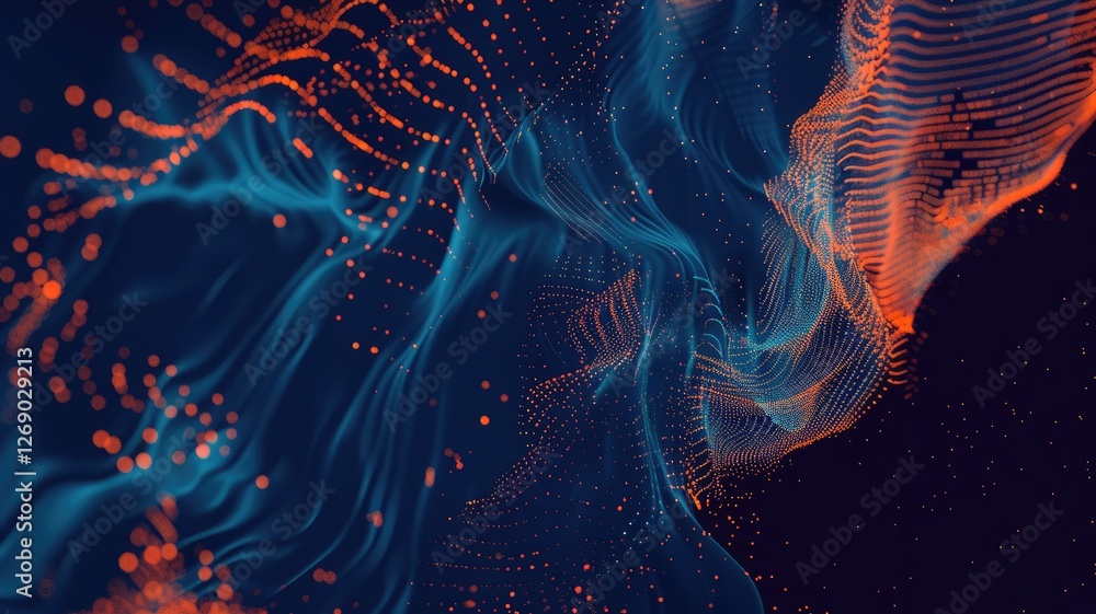 Poster this abstract futuristic background features flowing colors and dynamic shapes, blending vibrant hue